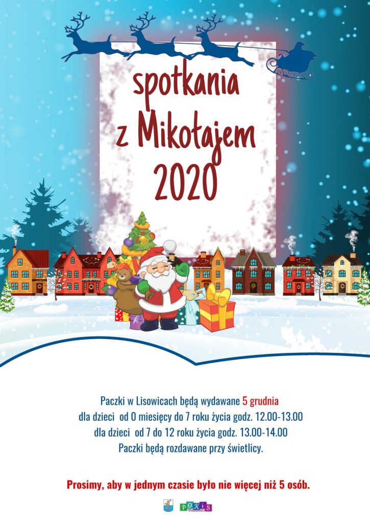 Plakat informujący o spotkaniu z Mikołajem w Lisowicach