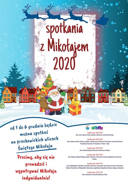 Plakat informujący o spotkaniach z Mikołajem w Prochowicach