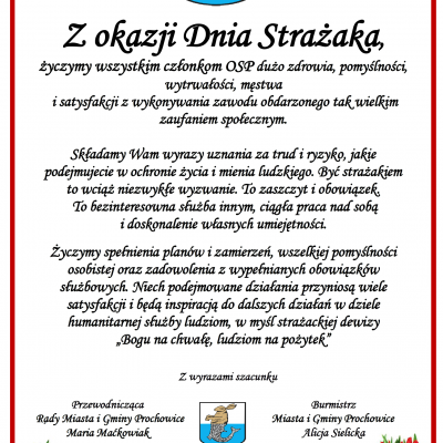 Życzenia z okazji Dnia Strażaka